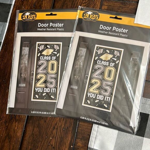 2 CLASS OF 2025 Door Posters Hangers 2.25’ X 5’ Weather Resistant Plastic Signs - Picture 5 of 7